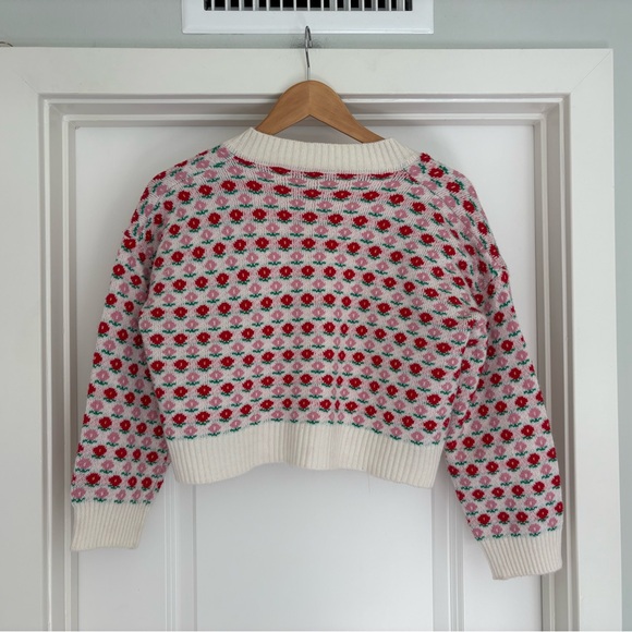 JJ Fairyland Knit Oversized Boxy Cropped Floral Cardigan S/M - Picture 5 of 7